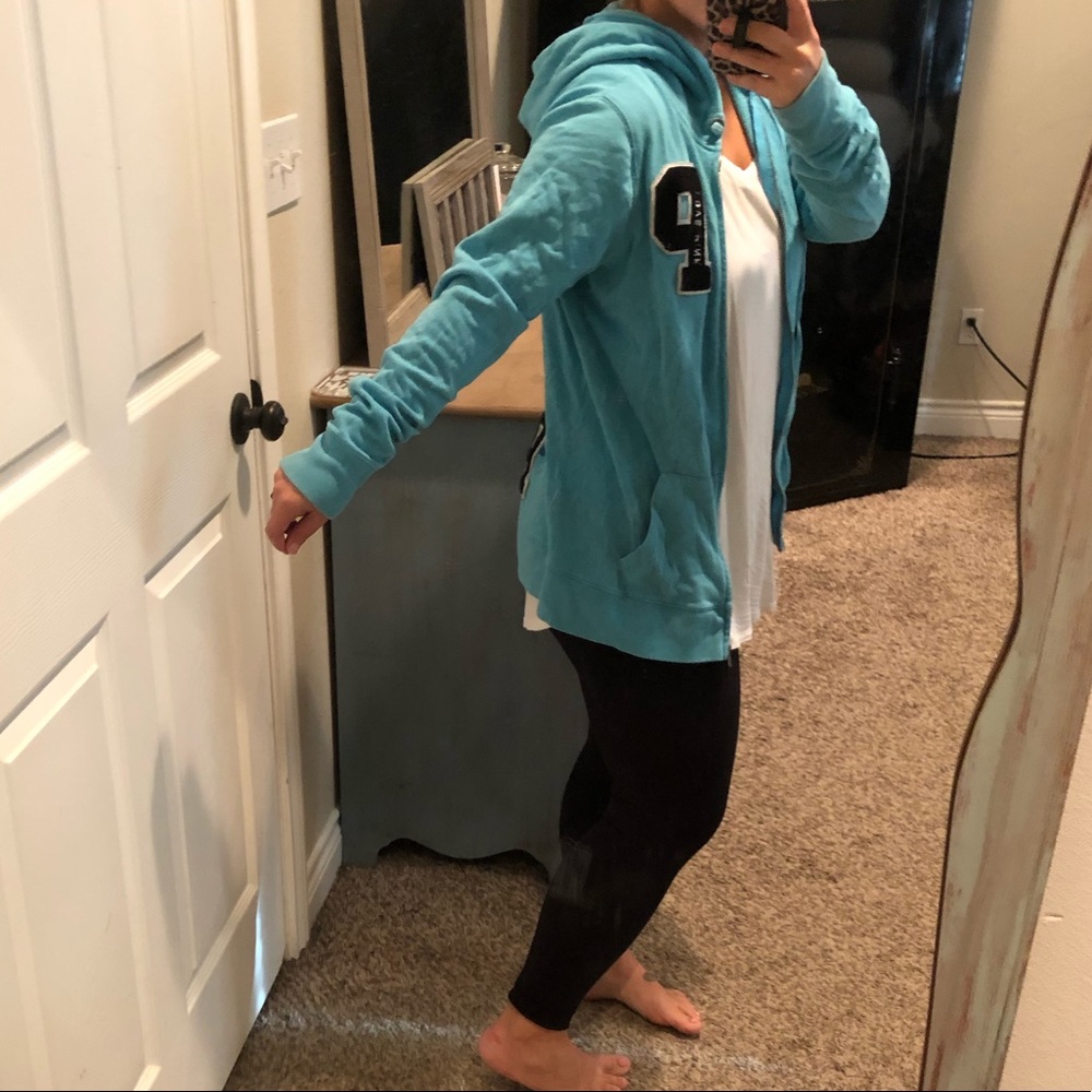 Turquoise PINK Zip Hoodie Jacket